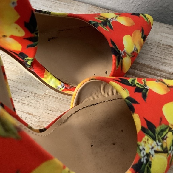 Just Fab Retro Pin Up 50s Rockabilly Novelty Lemon Print Ultra High Heels 9 - Picture 6 of 8